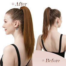 Load image into Gallery viewer, FESHFEN Straight Drawstring Ponytail Extension 12 inch Natural Synthetic Hairpieces Clip in Ponytails Extension for Women Girls, Natural Black