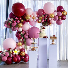 Load image into Gallery viewer, Balloon Garland Kit, TOLOYE Burgundy Balloons Arch Kit with Pink Wine Red Gold Confetti Latex Balloons, Decoration for Retro Lady Girls Birthday Wedding Anniversary Baby Shower Party Supplies