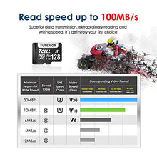 Load image into Gallery viewer, TCELL Superior 128GB microSDXC Memory Card with Adapter - A1, UHS-I U3, V30, 4K, Micro SD Card, Read speeds up to 100 MB/s, Full HD & 4K UHD Microsd