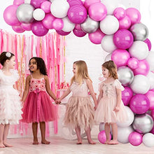 Load image into Gallery viewer, Pink Balloon Arch Kit, Rose Red White Balloons Garland 85PCS Latex Birthday Party Decorations, with Metallic Silver Balloons & Glue Dots for Boys Girls Wedding Engagement Baby Shower Party Supplies