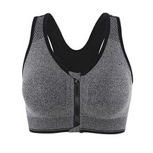 Load image into Gallery viewer, CLOUSPO Sports Bra Post Surgery Bra Zip Front Wireless with Removable Pads Yoga Bra for Workout Fitness(XL,Grey)