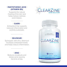 Load image into Gallery viewer, ClearZine Acne Solution - The Best Natural Acne Pills for Rapid Acne Treatment and Radiant Skin | Reduce Skin Redness and Prevent Breakouts for Clear Skin, 90 Capsules