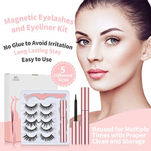 Load image into Gallery viewer, Magnetic Eyeliner and Magnetic Eyelash Kit (5 Pairs), Upgraded 3D Reusable Magnetic Eyelashes Kit False Lashes Natural Look with Applicator, No Glue Needed