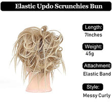 Load image into Gallery viewer, Messy Hair Bun for Women Chignons Synthetic Hair Extensions Wavy Donut Updo Scrunchy Curly Hairpieces (27T613/Light Brown & Ash Blonde)