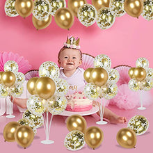 Load image into Gallery viewer, 4 Set Table Balloon Stand Kit, Table Decorations Balloons Tree Table Balloon Stick Holder 32 Pieces Gold Balloons and Balloon Tie Tool for Graduation Wedding Birthday Party Decorations