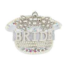 Load image into Gallery viewer, JEKUGOT silver bride hat, unique dazzling bridal cap for hen party, pool parties, travel parties, bridal bachelorette nights, bride tribes and weddings, suitable for all.