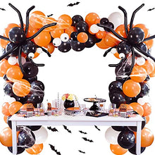 Load image into Gallery viewer, Halloween Balloon Garland Arch kit 171 Pieces with Halloween Spider Web Black Orange Gray Balloons Spider Balloons for Halloween Day Party Decorations