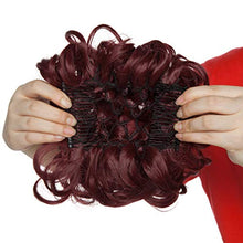 Load image into Gallery viewer, Wine Red Hair Bun Scrunchy Scrunchie Short Messy Curly Wavy Hair Extensions With Combs Clip In Chignon Bun Hairpieces