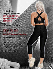 Load image into Gallery viewer, RIOJOY Capri Sports Leggings for Women Ruched Butt Honeycomb Texture 3/4 Length Cropped Running Tights, Black ,M