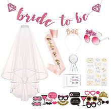 Load image into Gallery viewer, Hen Party Accessories Bride to Be Set 32 Pcs Include Bride to Be Sash, Bride Tiara, Tattoos, Sunglasses, Bride to Be Banner, Photo Booth Props, Rosette Badge, Hen Party Veil with Comb for Hen Night