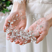 Load image into Gallery viewer, Unicra Bride Wedding Hair Vine Silver Flower Hair Accessories Crystal Bridal Headpiece Rhinestones Hair Wear for Women and Girls