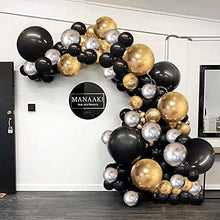Load image into Gallery viewer, Balloon Arch Kit, Black and Gold Balloons , 100 PCS Balloon Arch Garland Kit,Metal Balloons for Christmas Decorations Birthday Wedding Anniversary Party Graduation