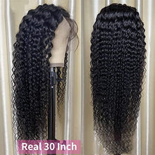 Load image into Gallery viewer, Wigs Brazilian Deep Wave Lace Frontal Wig 14-30 Inch Curly Human Hair Wigs 150% Density HD Transparent Lace Wig Lace Front Wig Wig (Color : Transparent 13X6 Wig, Stretched Length : 30inches)