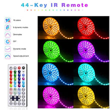 Load image into Gallery viewer, Bluetooth LED Strips Lights 5M, MYPLUS RGB Lights Strip with 44-Key Remote and APP Control Colour Changing, Safety 24V Power Supply SMD 5050 Mood Light for Decoration Room,Kitchen,Home,Bar and Party
