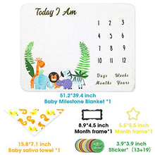 Load image into Gallery viewer, WATINC Baby Flannel Monthly Milestone Blanket with Milestone Stickers and Towel Christmas Birthday Party Gift for Boys Girls