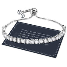 Load image into Gallery viewer, Bracelet for Women,Sterling Silver Tennis Bracelet Crystal Slider Bracelet S925 Women Bracelet Sparkle Diamond Zirconia Adjustable Bracelet for Lady Gift for Mother's Day