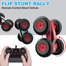 Load image into Gallery viewer, Remote Control Cars - GizmoVine Flip Stunt Rally Car - 2.4GHz 2 in 1 Reversible Design 360° Spins RC Car - RC Stunt Vehicle for Kids Age 6-12, Cool Stunts, Tricks, LED Headlight, AAA Battery Powered