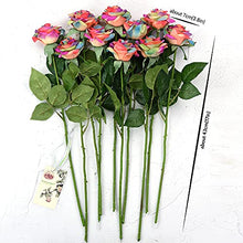 Load image into Gallery viewer, FiveSeasonStuff Real Touch Roses Artificial Flower 10 Stems Silk Roses 'Fresh Like ‘Petal Feel’ Bouquet of Flowers Floral Arrangements (Rainbow #17)