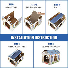 Load image into Gallery viewer, SEKAM Cardboard Cat House with Scratcher/Catnip, (42 x 30.5 x 33 cm) Cat Play House for Indoor Cats, Cat Scratching Toy, Cat Hideaway Furniture for Cat Birthday
