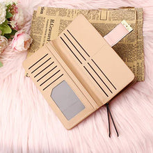 Load image into Gallery viewer, Pink Leather Long Purse, Cute Women Leather Wallet Purses Women Fashion Long Purse Ladies Purse Clutch Holder Case Leaf Pendant Coin Zipper Long Purse