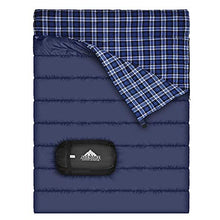 Load image into Gallery viewer, Agemore Cotton Flannel Double Sleeping Bag For Camping, Backpacking, Or Hiking. Queen Size 2 Person Waterproof Sleeping Bag For Adults Or Teens. Truck, Tent, Or Sleeping Pad, Lightweight