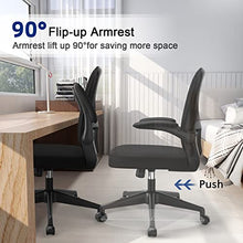 Load image into Gallery viewer, Office Chair - Ergonomic Desk Chair with Flip-up Armrest, Lumbar Support Height Tilting Adjustment, High-density Seat Cushion, YONISEE Mesh Back Rocking Computer Chair Conference Executive Task Chair