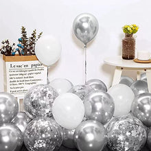 Load image into Gallery viewer, Balloons Arch Kit, Silver White Metallic Balloons with Confetti Balloons Garland kit Decorations Set for Birthday lawn Party Decoration(100pcs)