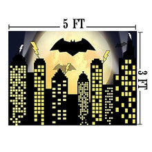 Load image into Gallery viewer, Qian Super City Theme Photography Backdrops Super Cityscape City Skyline Bat Photo Booth Boy's Birthday Party Decoration Supplies Background Studio Prop Vinyl