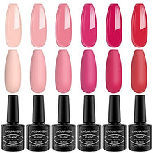 Load image into Gallery viewer, Lagunamoon Gel Nail Polishes, Nude Pink Red 6 Colours 8ml Gel Polish Set, Soak off Nail Polish Gift Set, Nail Varnish Sets for DIY Nail Art Manicure and Salon Use