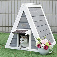 Load image into Gallery viewer, Petsfit Outdoor Cat House,Triangle Cat House Outdoor with Escape Door, Cat Outdoor House Front Door with Eave to prevent Rain for Cat and Small Animals