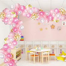 Load image into Gallery viewer, Sylbapestry Pink Balloon Arch Kit Balloon Garland 122pcs White Pink Gold Rose Bling Balloon Strip Birthday Wedding Party Backdrop (pink)