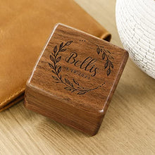Load image into Gallery viewer, Custom Wooden Wedding Ring Box, Wooden Double Ring Box, Engagement Ring Box, Walnut Storage Ring Box, Wedding Birthday Gifts For Women