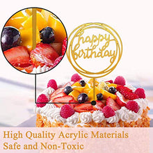 Load image into Gallery viewer, 8 Pack Happy Birthday Cake Topper, CBGGQ Multicolour Acrylic Cupcake Topper for Various Birthday Party Cake Decoration for Girls Kids Baby Birthday Wedding Mother Cake Decorations Supplies (Gold)