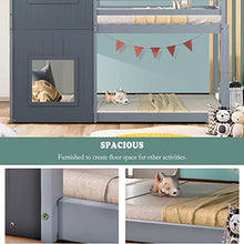 Load image into Gallery viewer, Foecy 3FT Treehouse Bunk bed,Children's Bed Frame Kids Bed Cabin Bed Frame, Mid-Sleeper with Treehouse Canopy & Ladder (GREY)
