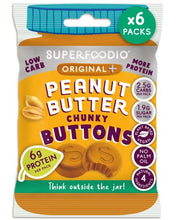 Load image into Gallery viewer, SUPERFOODIO Peanut Butter Buttons | 20g x 6 Original Keto+ packs | Low Carb & Keto Snack | Vegan | All-Natural Ingredients | Protein | No Refined Sugar | (20g x 6 Packs)