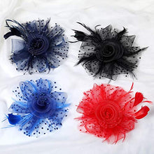 Load image into Gallery viewer, ArtiDeco Mesh Feather Fascinator Flower Hair Clip Fascinators Hat Bridal Headpiece 1920s Flapper Accessories (Black)(Size: Diameter of the floral: 7inch/17.8cm.)
