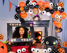 Load image into Gallery viewer, Halloween Balloon Arch - Halloween Balloon Garland Black Orange Confetti Latex Halloween Balloons with Spider Balloon for Kids Halloween Party Decorations Kit 121 Pack
