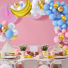 Load image into Gallery viewer, Pink Blue Balloon Garland Arch Kit with Gender Reveal Banner, 36''Gold Foil Moon Stars 12''Confetti Pastel Pink Blue Balloons Set for Gender Reveal Birthday Baby Shower Party Decorations Supplies