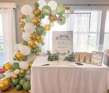 Load image into Gallery viewer, GIHOO 127PCS Olive Green Balloon Garland Arch Kit White Gold Confetti Balloons Retro Green Balloon and Gold Metallic Chrome Latex Balloons Set for Wedding Birthday Balloons Baby Shower Decorations