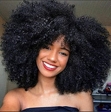 Load image into Gallery viewer, Short Curly Afro Kinky Wigs for Black Women, Black Fluffy Big Hair Replacement Wig with Bangs, Cute Natural Looking Heat Resistant Full Synthetic Wig for Daily Party