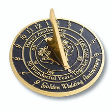 Load image into Gallery viewer, The Metal Foundry 50th Golden 2022 Wedding Recycled Solid Brass Anniversary Sundial Gift Idea Is A Great Present For Him, Her, Parents, Grandparents Or Couple On 50 Years Of Marriage