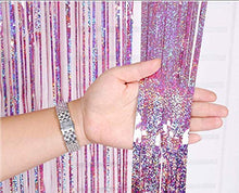 Load image into Gallery viewer, AILEXI 2 Pack Metallic Tinsel Curtains Foil Fringe Shimmer Streamers Curtain Door Window Decoration forParty Supplies 3ft*9ft - Laser Pink