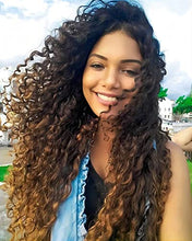 Load image into Gallery viewer, Highlight Deep Wave Wigs Human Hair P4/27 Ombre Lace Front Wigs Honey Blonde 180% Density Transparent Curly Water Wave 13X4x1 T Part Lace Frontal Wigs for Black Women 18Inch
