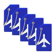 Load image into Gallery viewer, Silicone Luggage Tag with Name ID Card Perfect to Quickly Spot Luggage Suitcase by CPACC (Blue 5 Pack Tags)