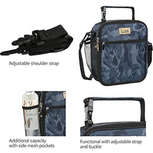 Load image into Gallery viewer, Insulated Cute Lunch Bag Cooler Bag Portable Carrying Lunch Box Bag with Front Pocket and Removable Adjuatable Shoulder Strap for Boys Girls Women Men to School Office Outdoor (Black Camouflage)