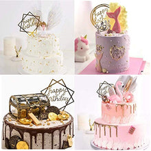 Load image into Gallery viewer, 8 Pack Happy Birthday Cake Topper, CBGGQ Multicolour Acrylic Cupcake Topper for Various Birthday Party Cake Decoration for Girls Kids Baby Birthday Wedding Mother Cake Decorations Supplies (Gold)
