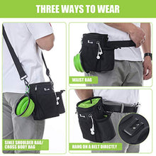 Load image into Gallery viewer, Pecute Large Dog Treat Pouch Bag - Upgrade with Water Bottle Holder, Waterproof Walking Bag Multiple Pockets, Adjustable Waist & Shoulder Belt 3 Ways to Wear for Training Walking Outdoor Use (Black)