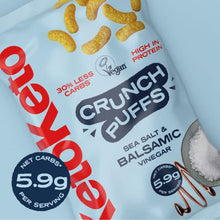 Load image into Gallery viewer, Keto Keto Low Carb Crunch Puffs 10 x 80g Keto Snacks For Weight Loss | Keto Diet, Low Carb Snack, Keto Crisps | Low Calorie, Vegan Food, Gluten Free, High Protein (Sea Salt and Balsamic Vinegar)