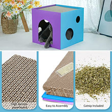Load image into Gallery viewer, ULIGOTA Cardboard Cat House with Scratcher/Catnip Cardboard Box Cat Play House Cardboard Cat Bed for Indoor Cats, Space for Kitties