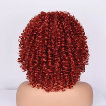 Load image into Gallery viewer, Colorfulpanda Curly Afro Wig for Black Women Natural High Heat Synthetic Hair wigs with Fringe Short Kinky Curly Full Wig Cosplay Party Daily Wear,Golden Red